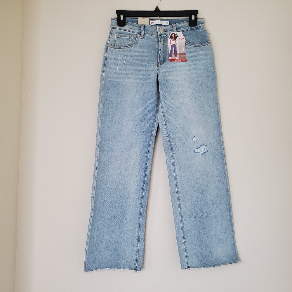 Levi's Girls Wide-leg Jeans Blue Size 14 Relaxed Fit Adjustable Waistband